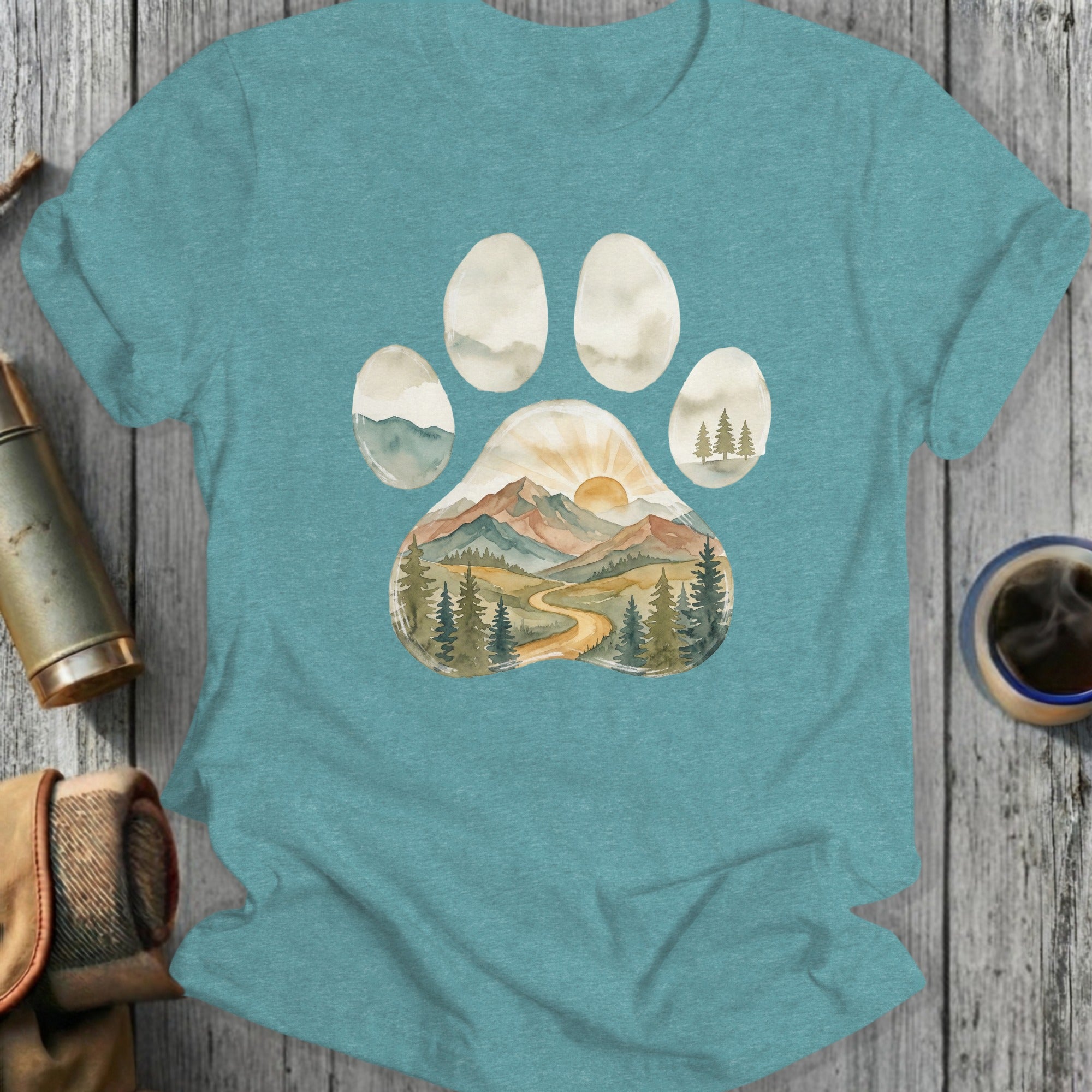 Scenic Forest Paw Print Landscape Graphic Shirt