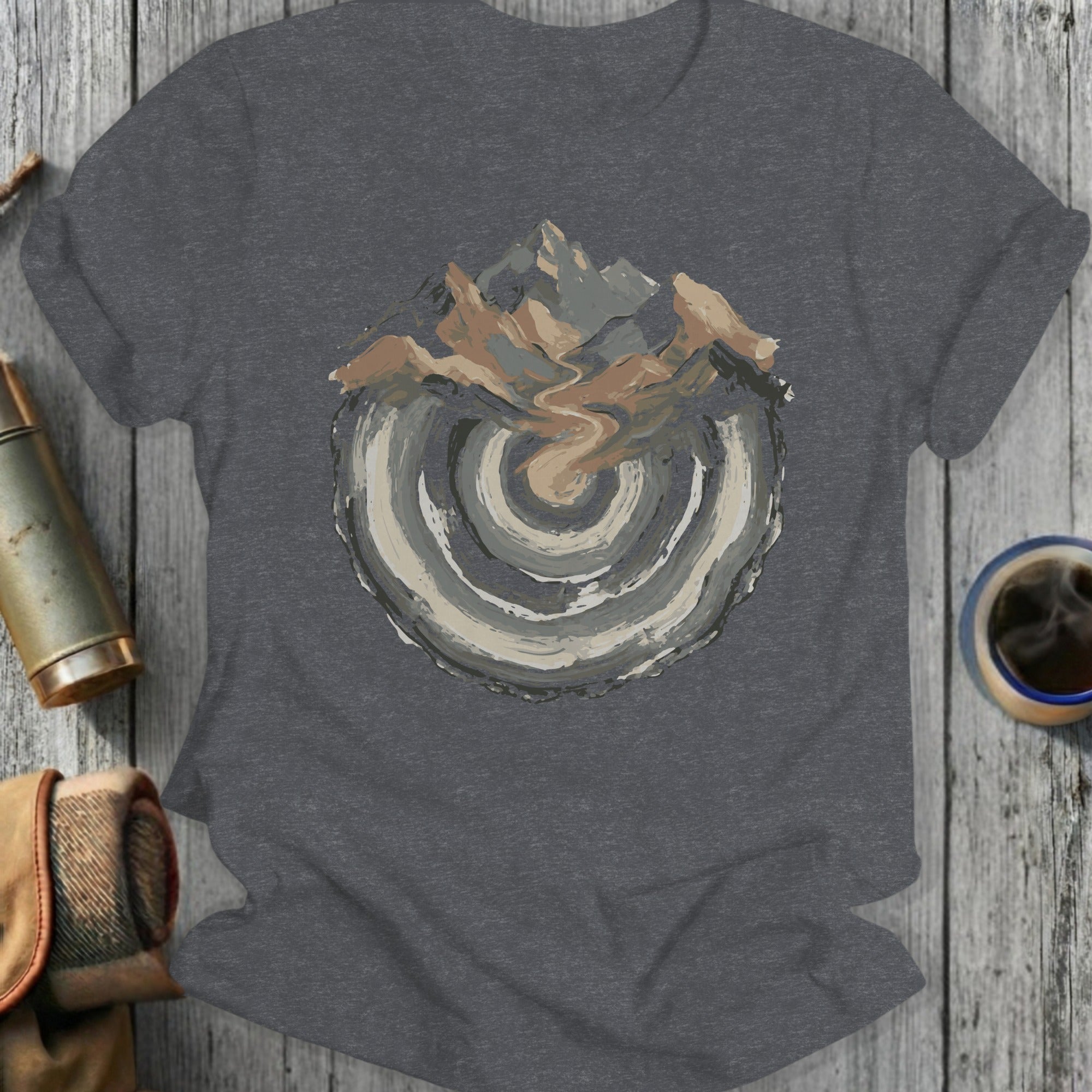 Mountain and Circular Pattern Graphic Shirt