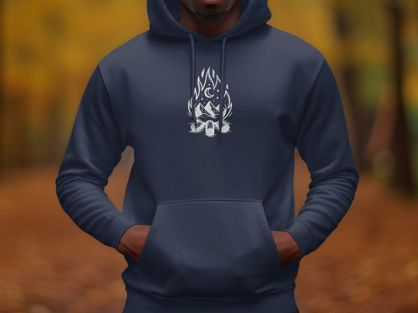 Mystical Fire Wolf Graphic Navy Blue Hoodie product