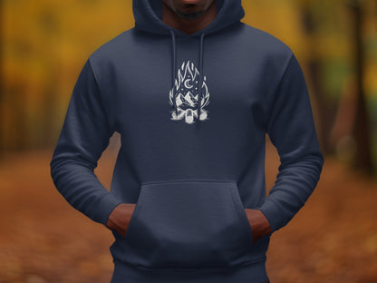 Mystical Fire Wolf Graphic Navy Blue Hoodie product