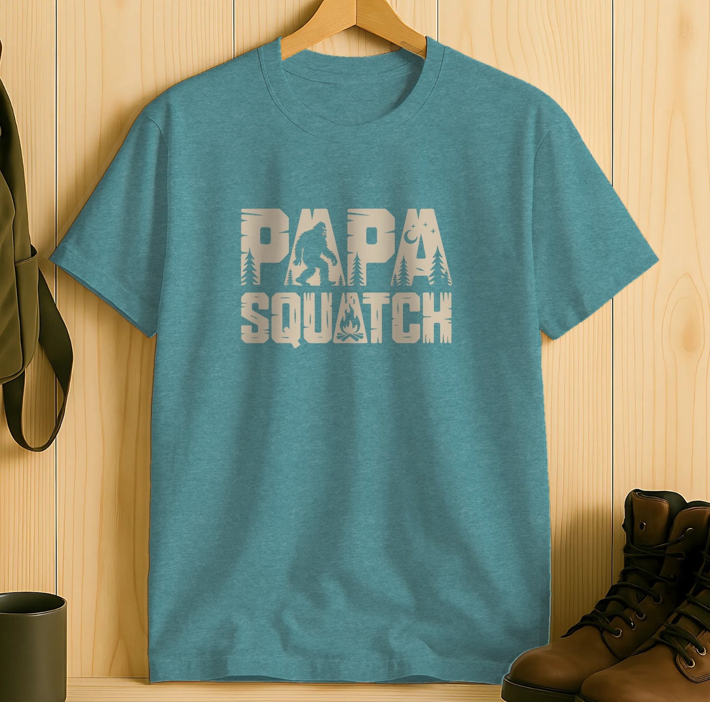 Papa Squatch Graphic Teal T-Shirt Product