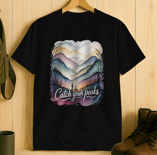 Catch Your Peaks Scenic Mountain Black Shirt product type