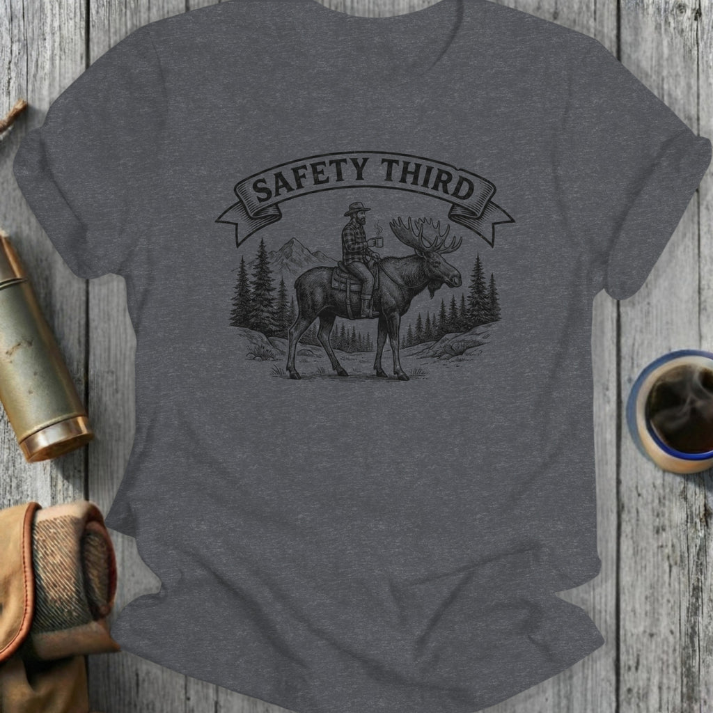 Safety Third Moose Rider Tee Shirt Retro Design