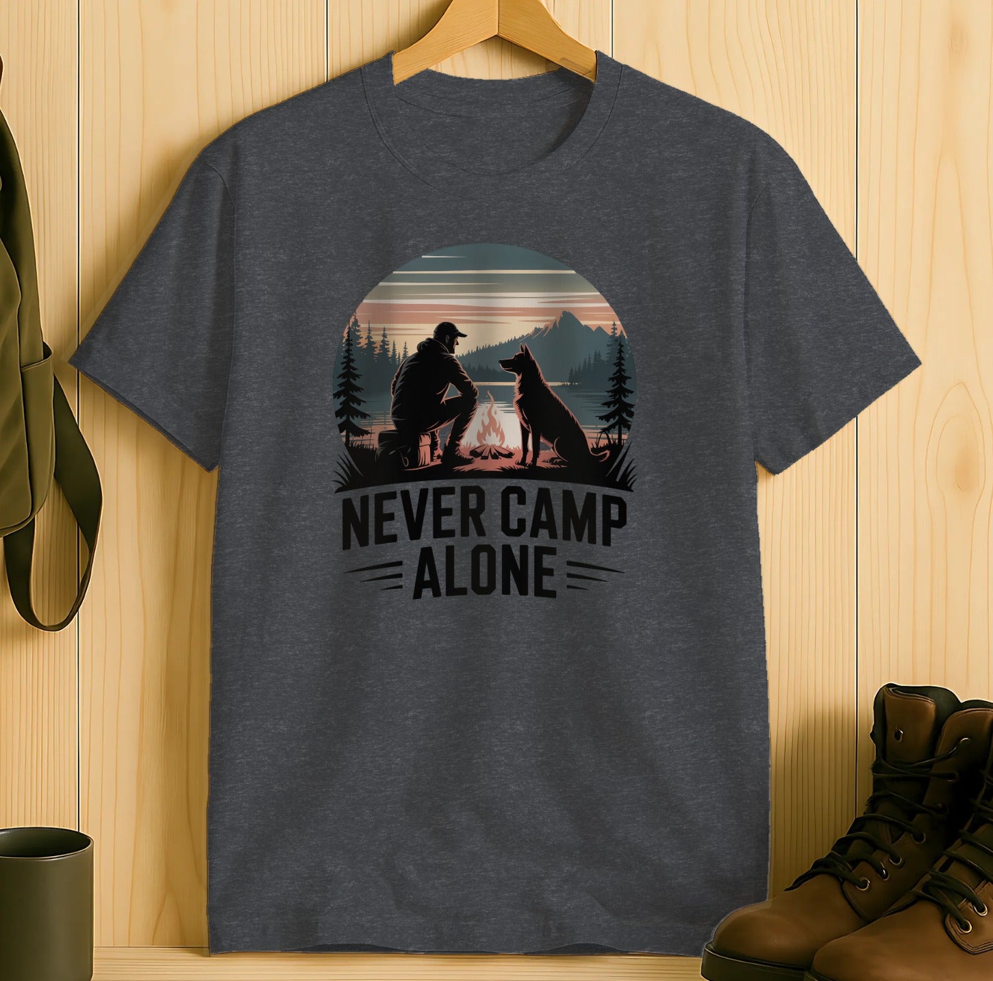 Never Camp Alone Graphic Tee Shirt product type