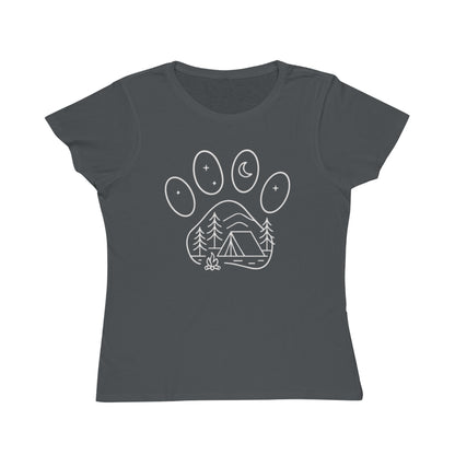 Camping Scene Paw Print Design Graphic T-Shirt