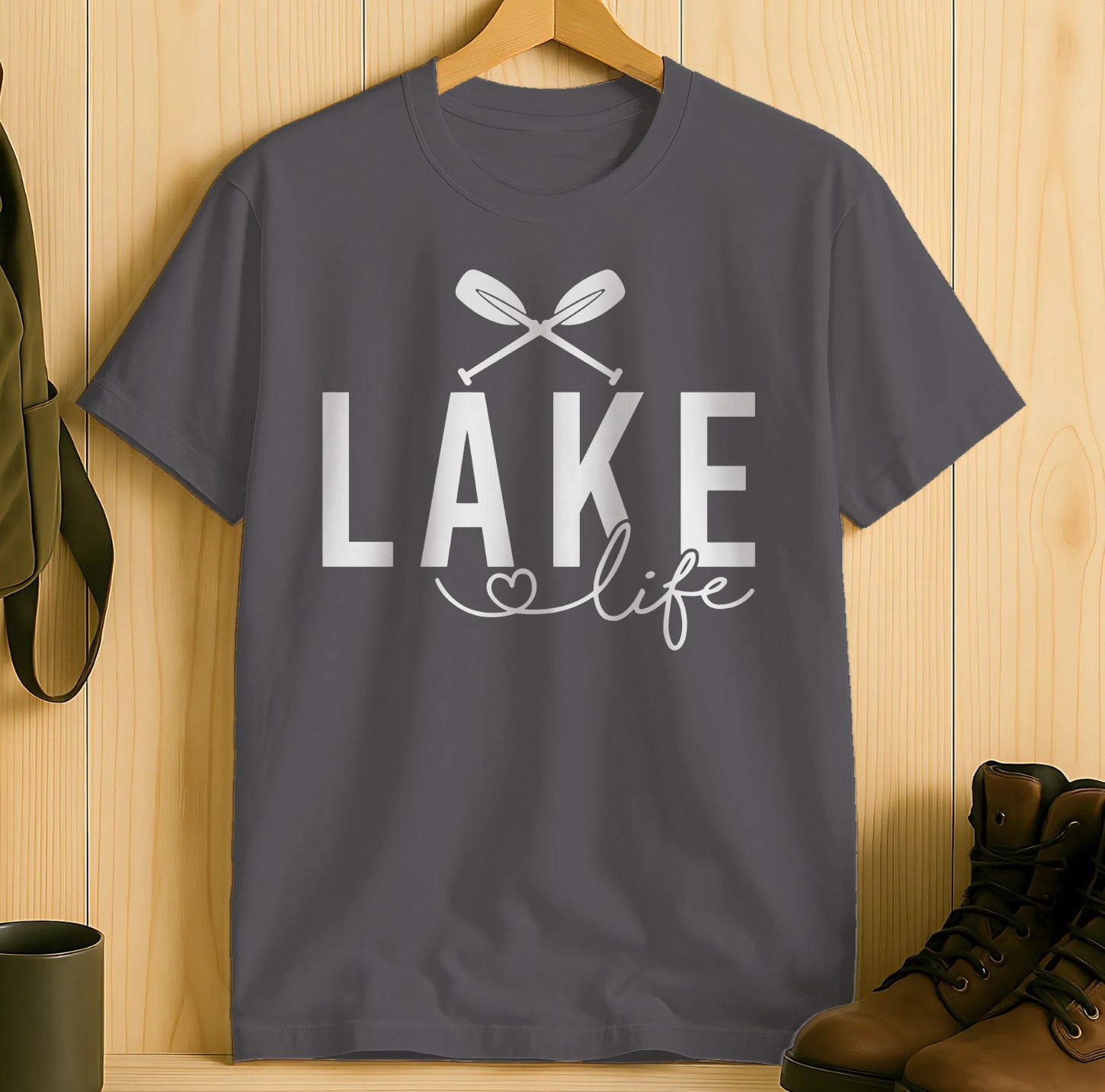 Lake Life T-shirt with Crossed Paddles graphic design product type