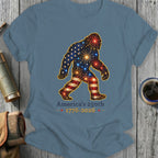 Bigfoot silhouette with American flag pattern, fireworks, and text "America's 250th 1776-2026".