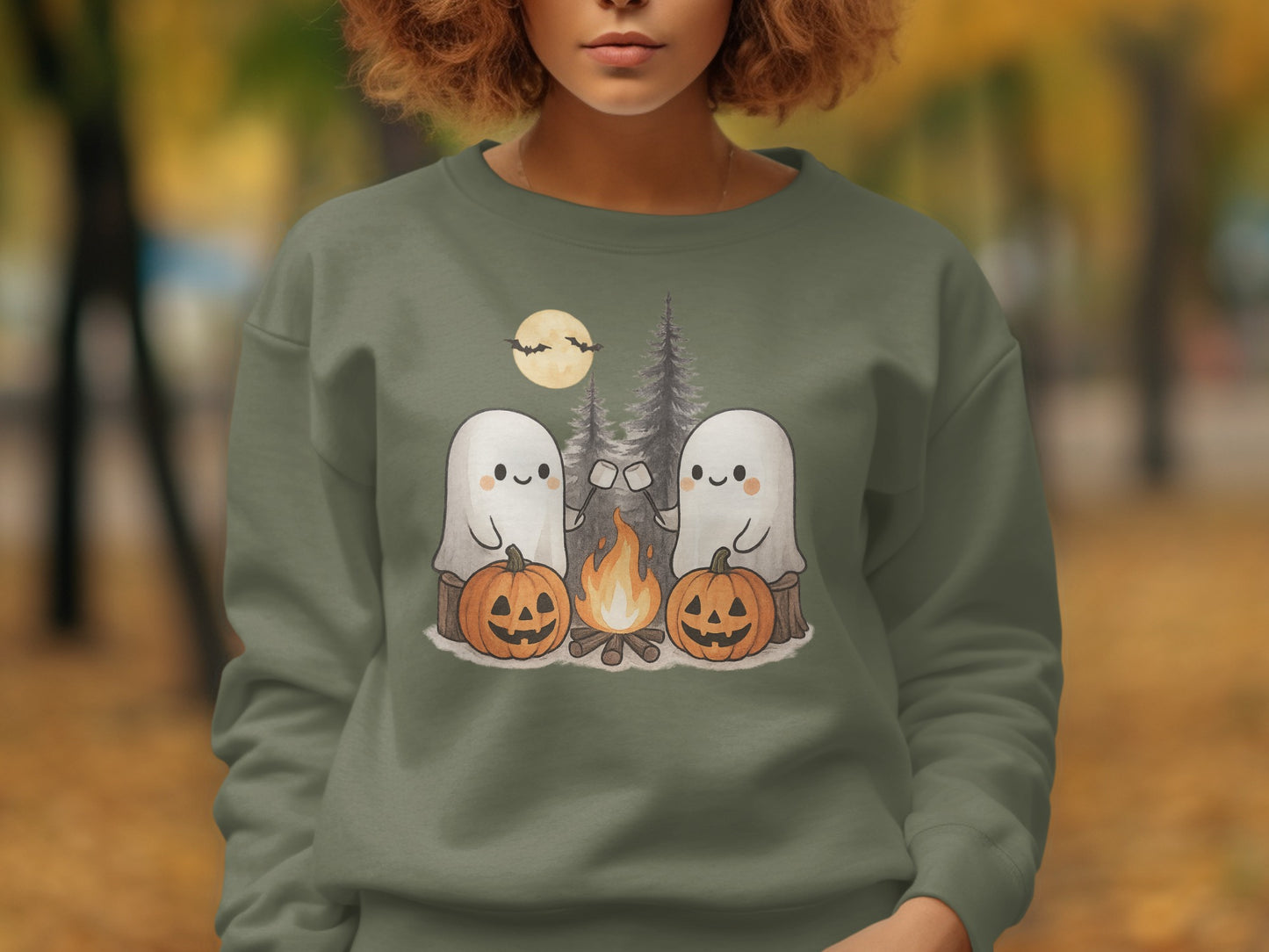 Cozy Halloween Ghosts and Pumpkins Sweatshirt product type