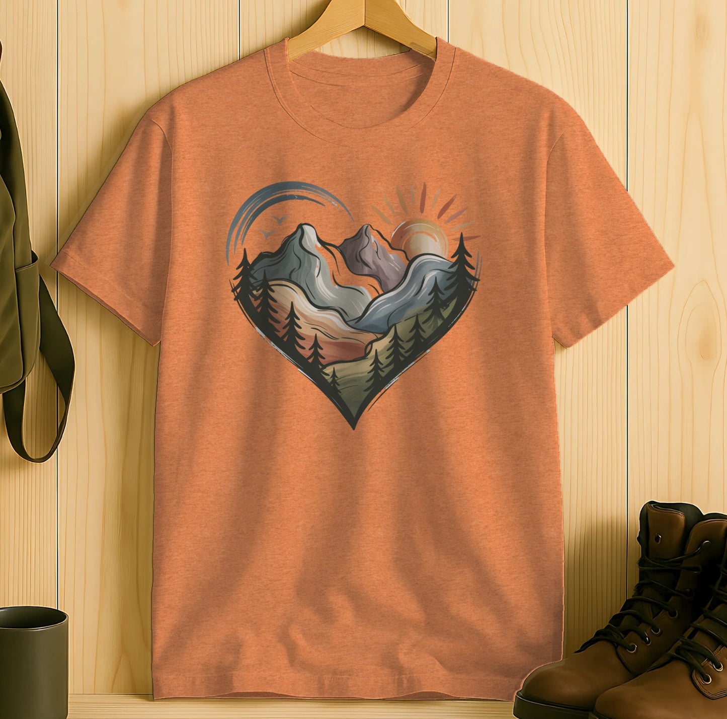 Heart Shaped Mountain Scenic Sunrise T-shirt product