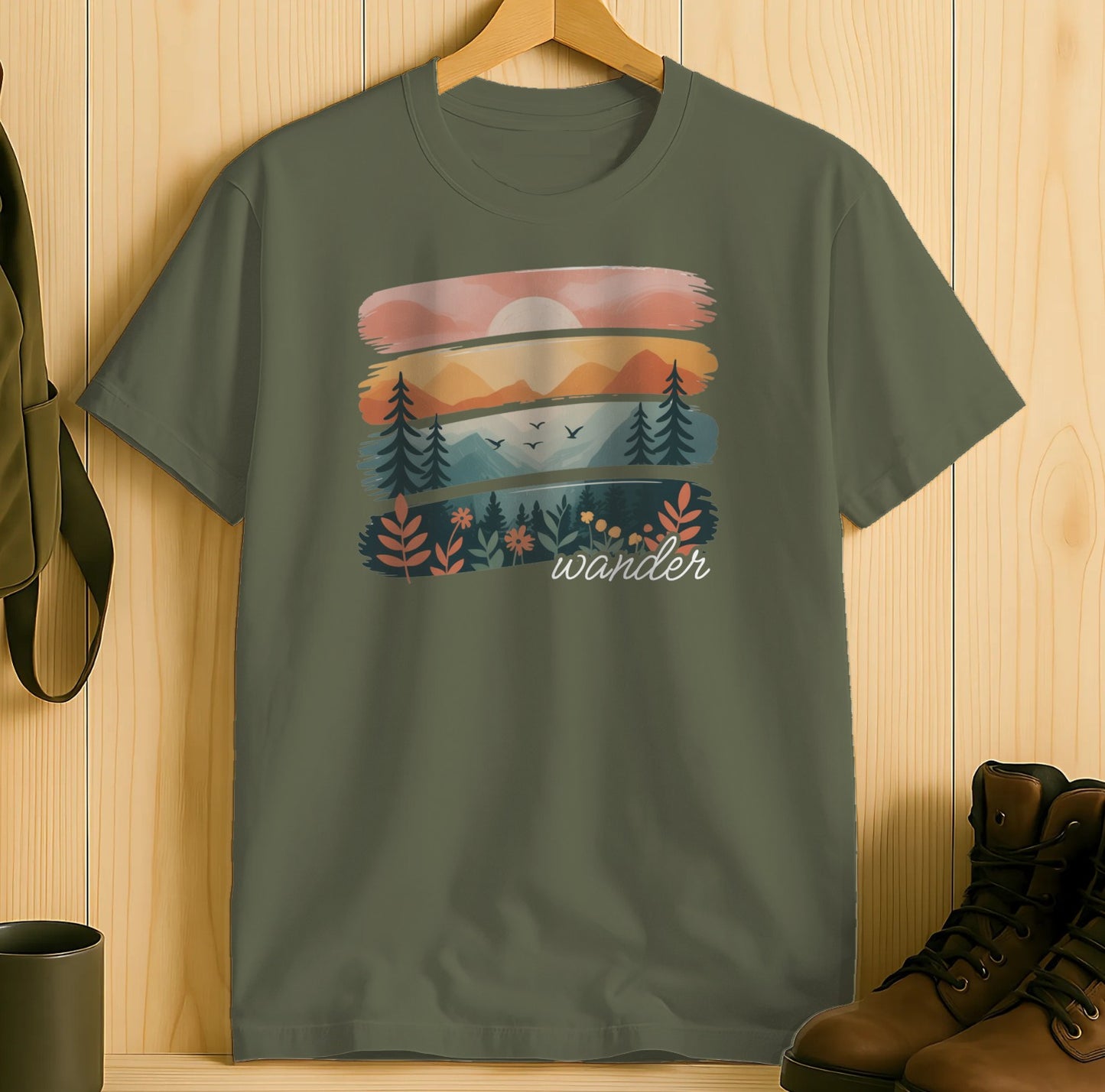 Wander Sunset Forest Landscape Graphic T-shirt product