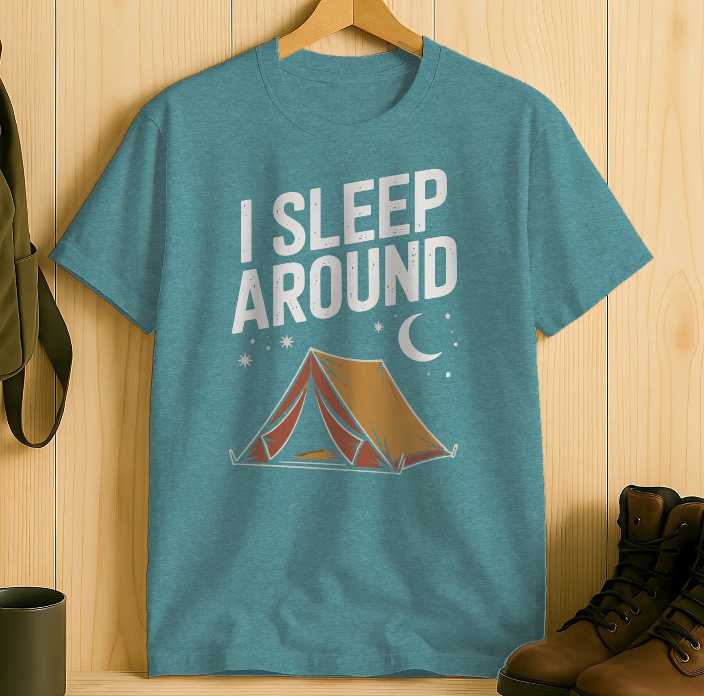 I Sleep Around Camping Tent Graphic T-shirt product type