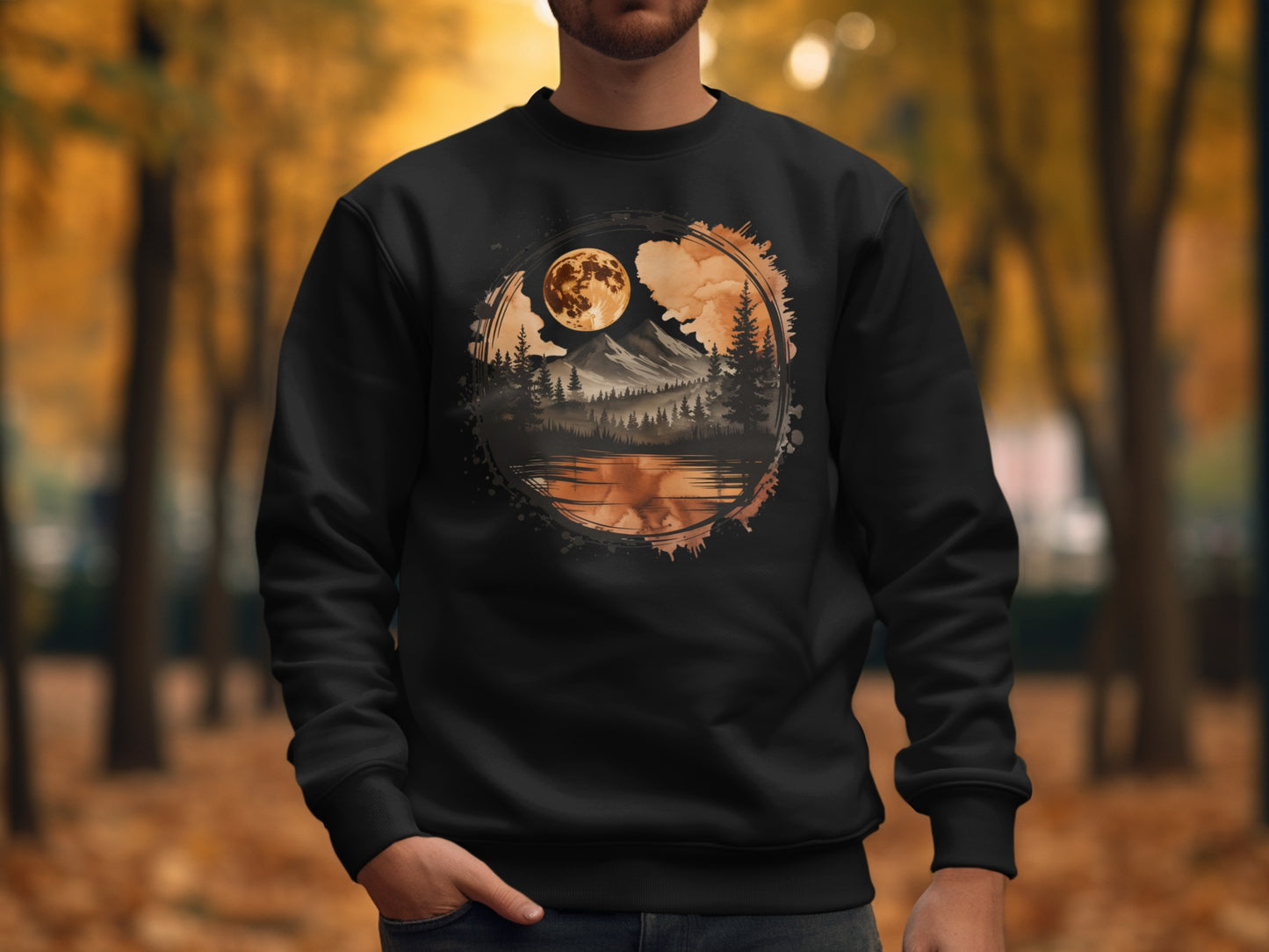 Moonlit Forest Mountain Scene Sweatshirt product