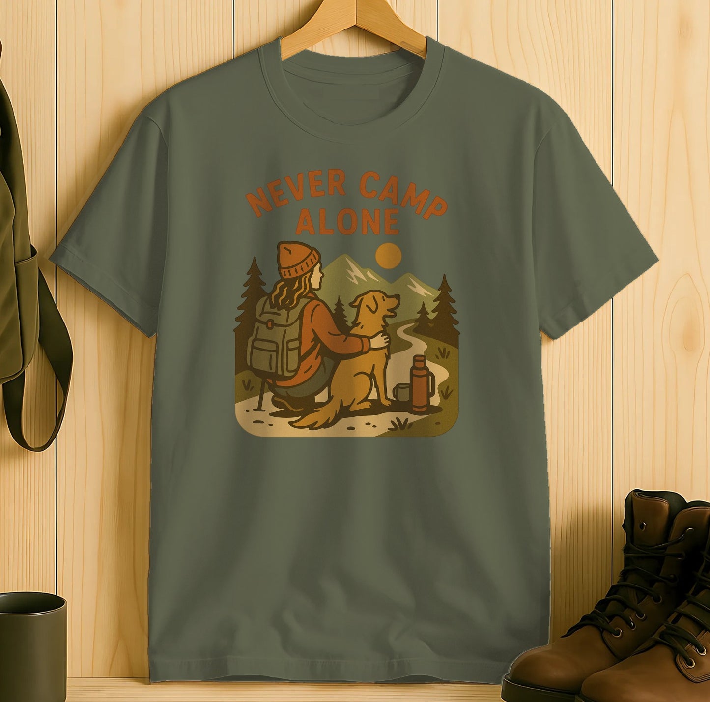 Never Camp Alone Graphic T-shirt product type