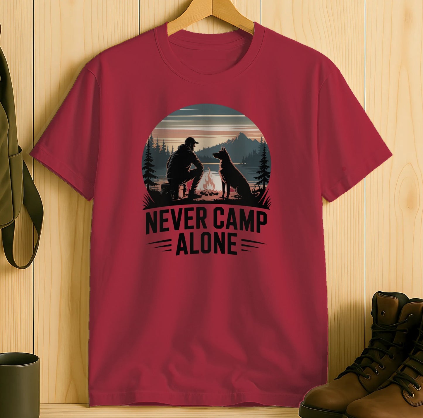 Never Camp Alone Silhouette Design T-shirt product