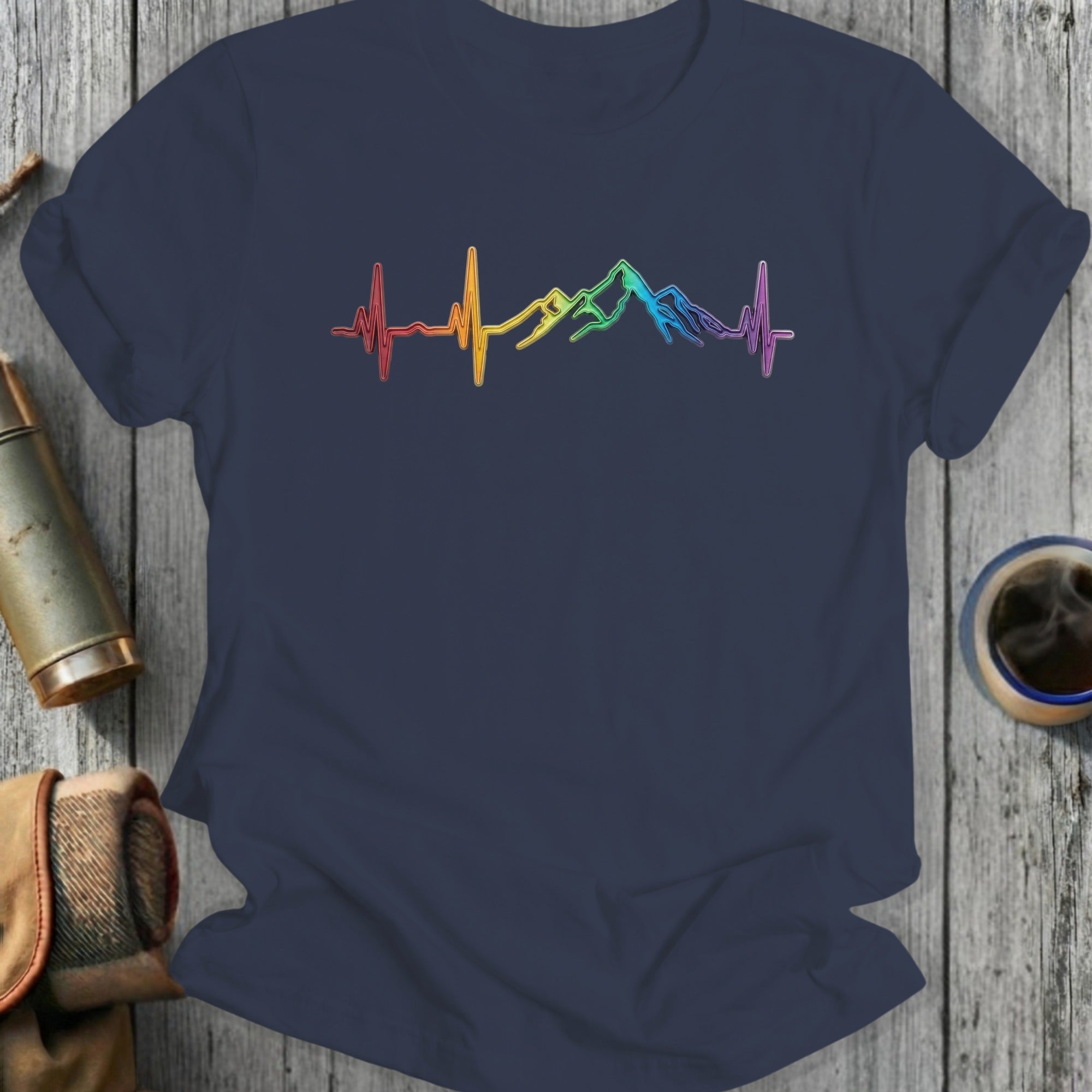 Rainbow Mountain Heartbeat Graphic T-Shirt Product