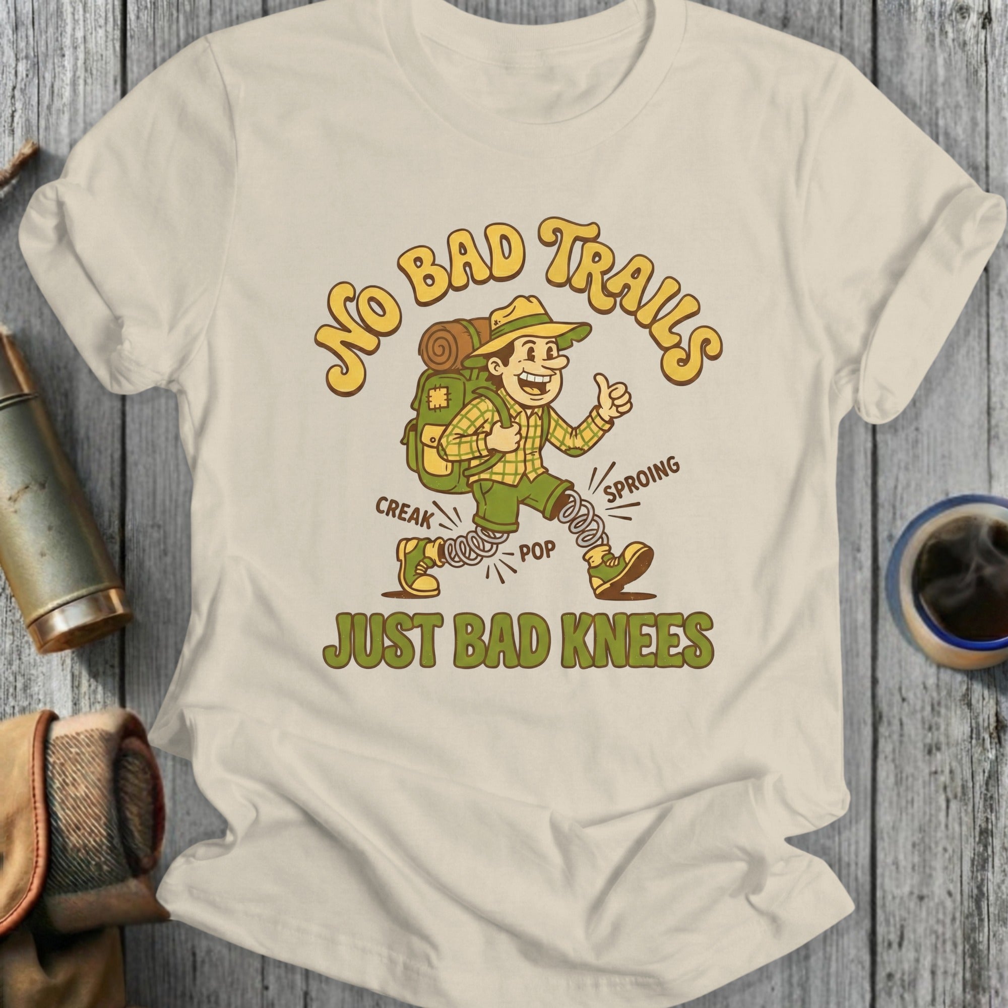 No Bad Trails Just Bad Knees Retro Hiking Shirt
