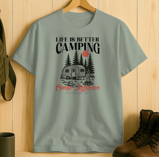 Life is Better Camping Camp Jefferson T-shirt product type