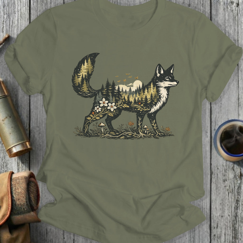 Woodland Fox With Flowers and Trees Graphic Tee