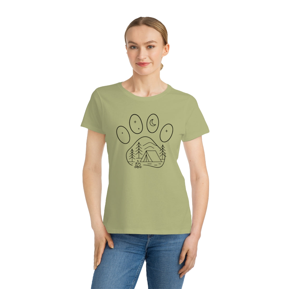 Camping Adventure Paw Print Design T-shirt