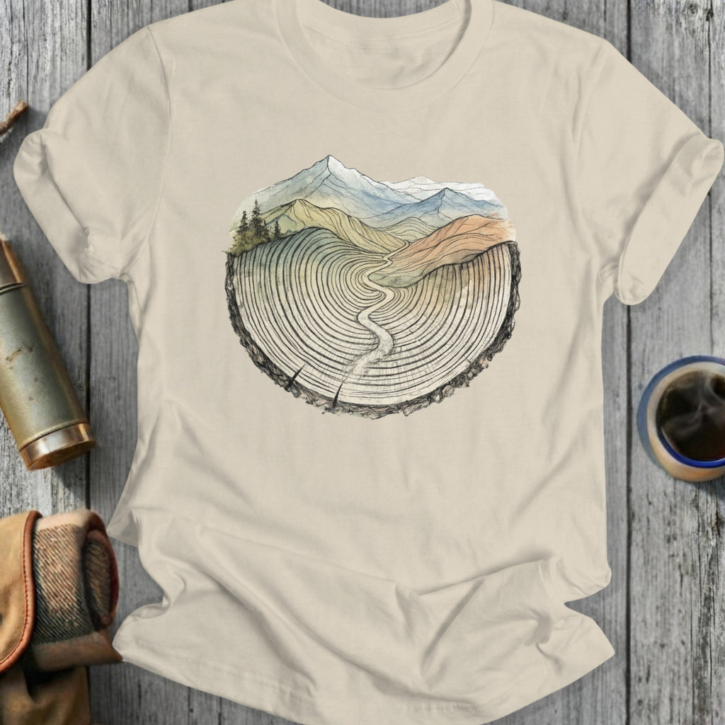 Scenic Nature Design on Circular Tree Rings Art Tshirt