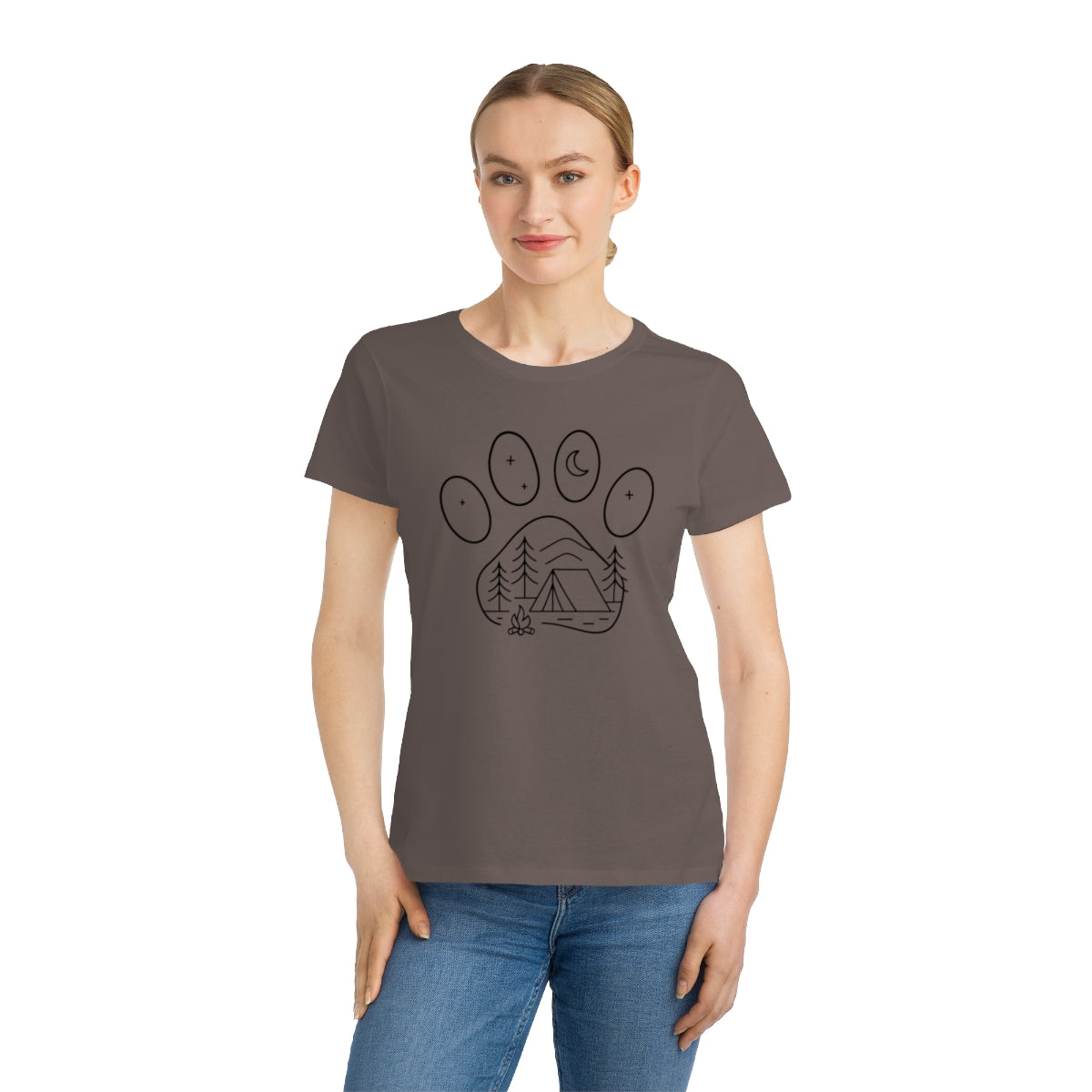 Camping Adventure Paw Print Graphic T-Shirt