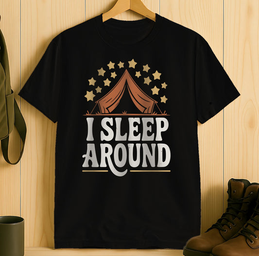 I Sleep Around Camping Tent Graphic T-shirt product type