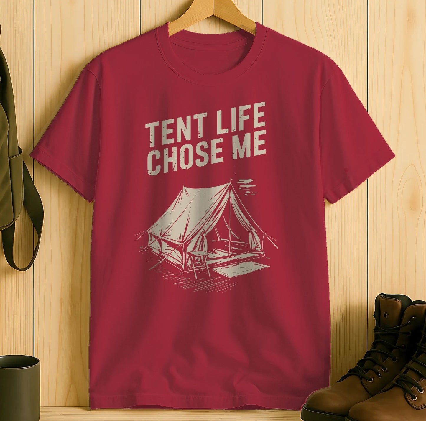 Tent Life Chose Me Red Graphic Tee product type