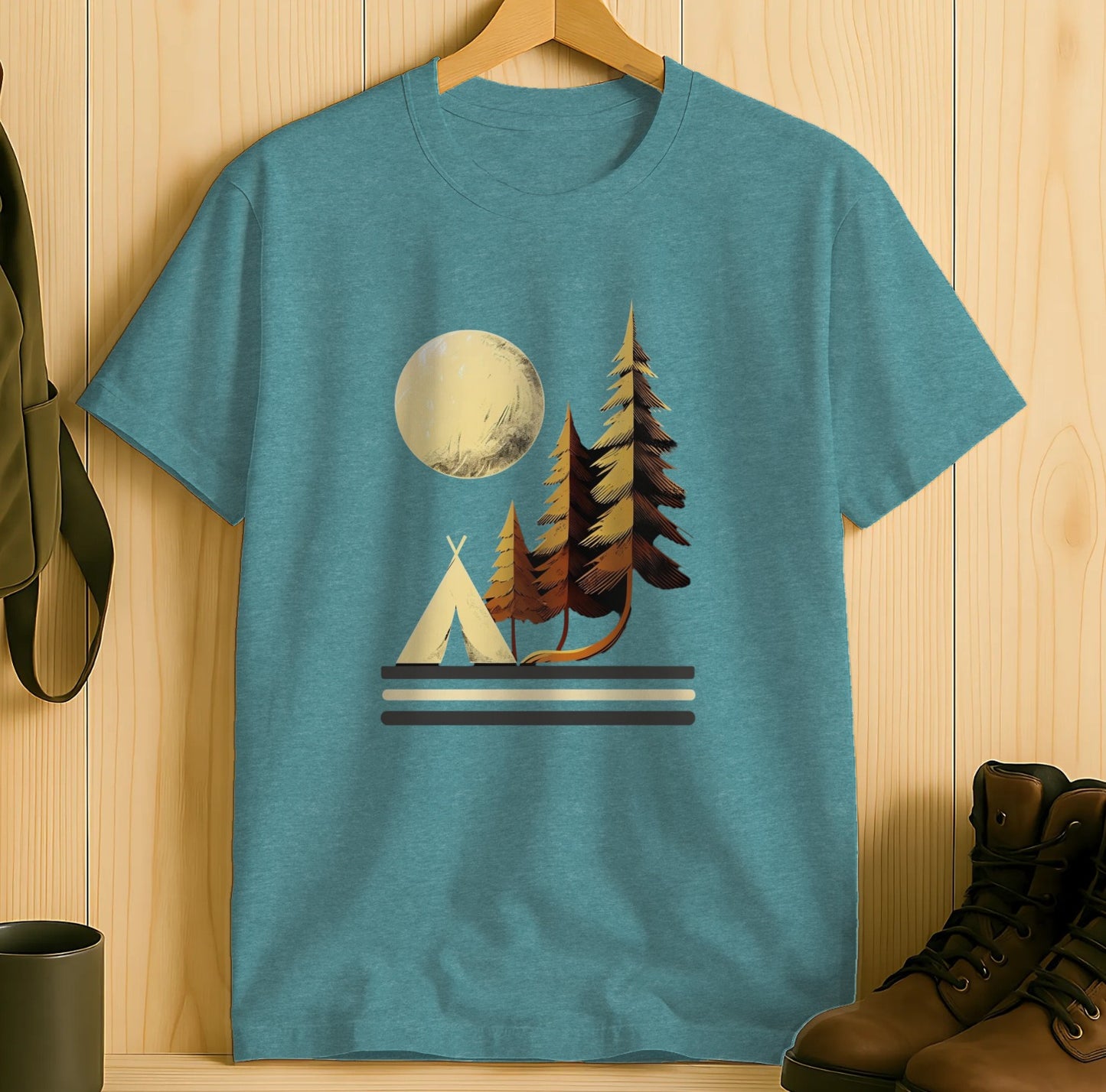 Moonlit Camping Scene Graphic Tee Shirt product