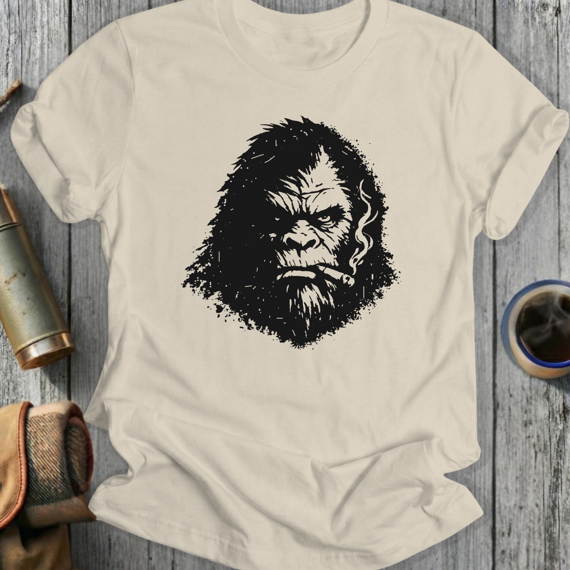 Grumpy Gorilla Smoking Art Graphic Shirt Product