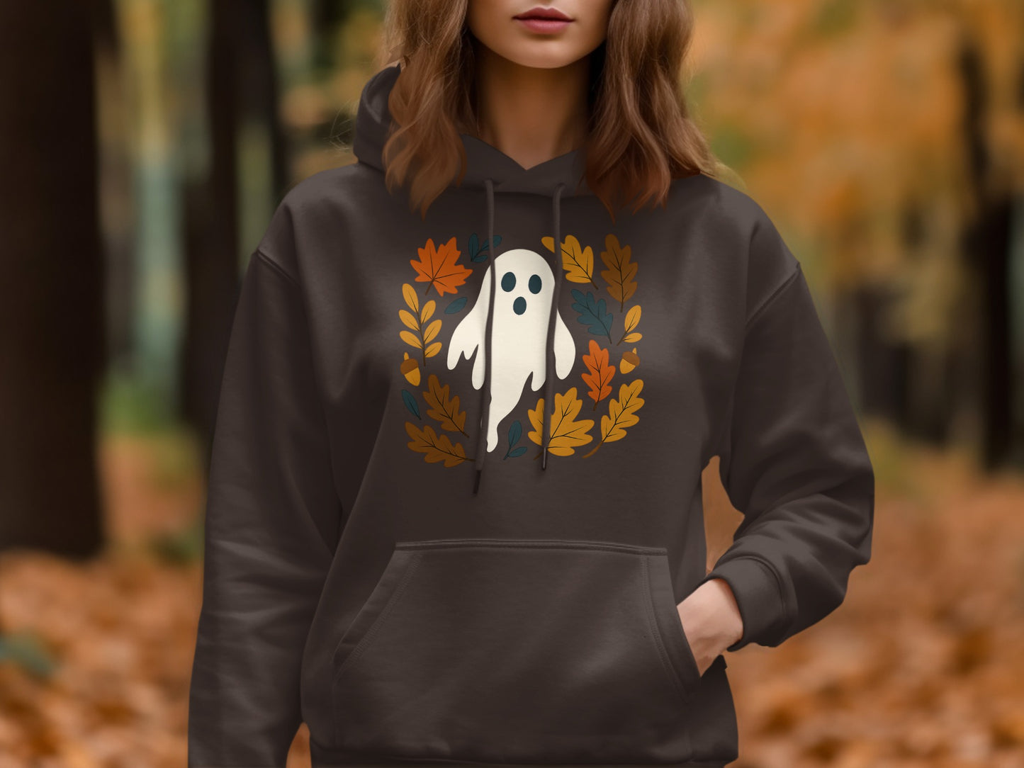 Ghost With Autumn Leaves Graphic Hoodie product