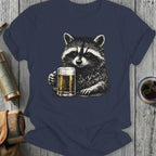 Funny Raccoon Drinking Beer Graphic T-Shirt