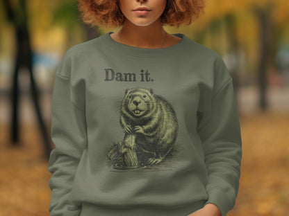 Dam it Funny Beaver Print Sweatshirt product
