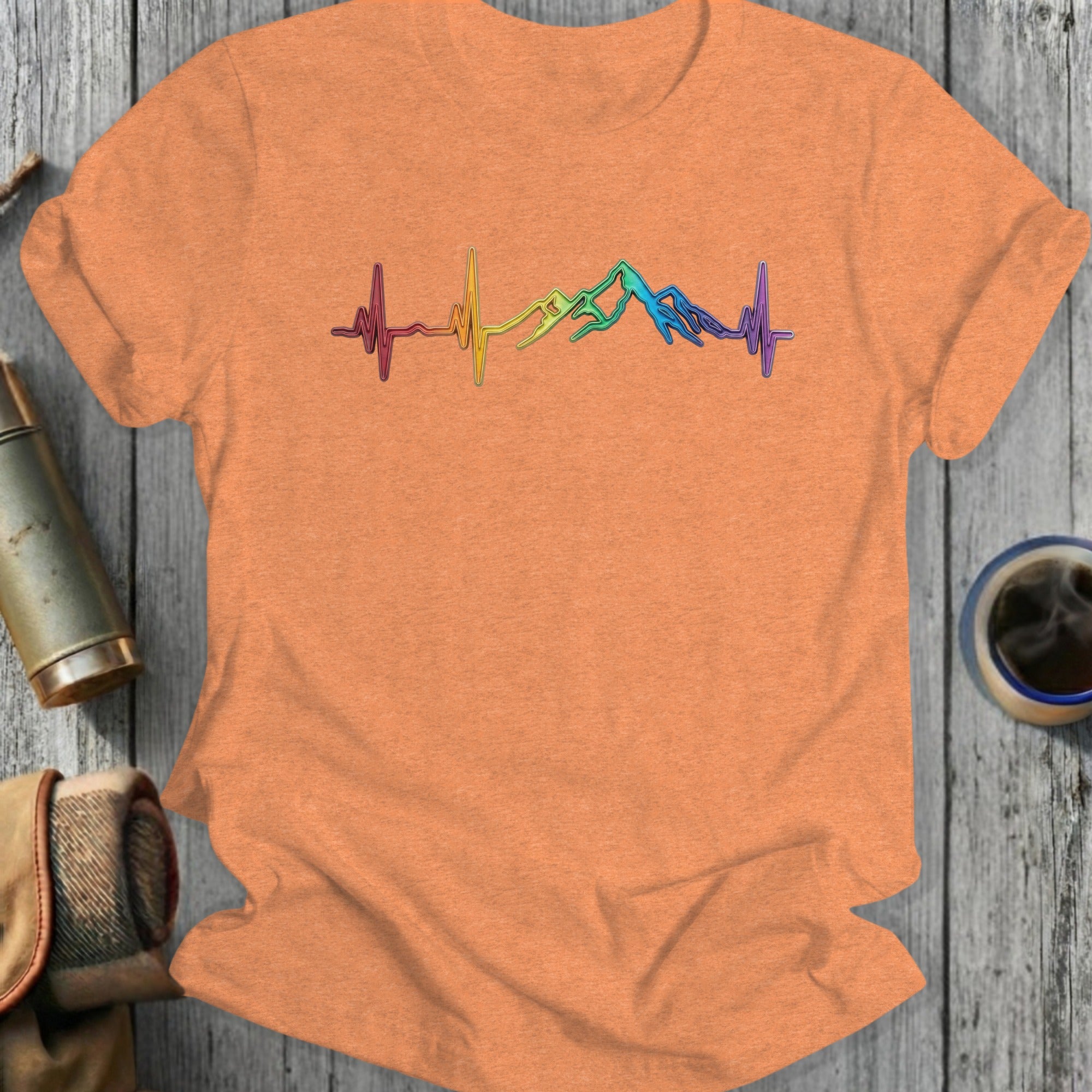 Rainbow Mountain Heartbeat Design Shirt