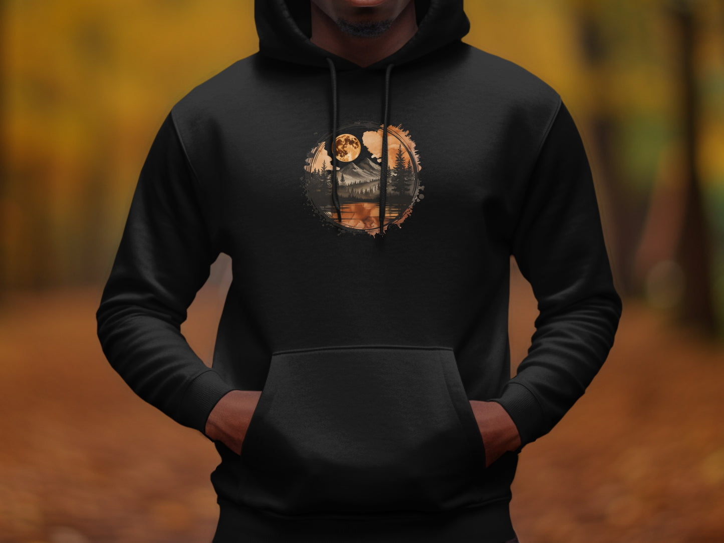 Moonlit Wolf Forest Design Hoodie product