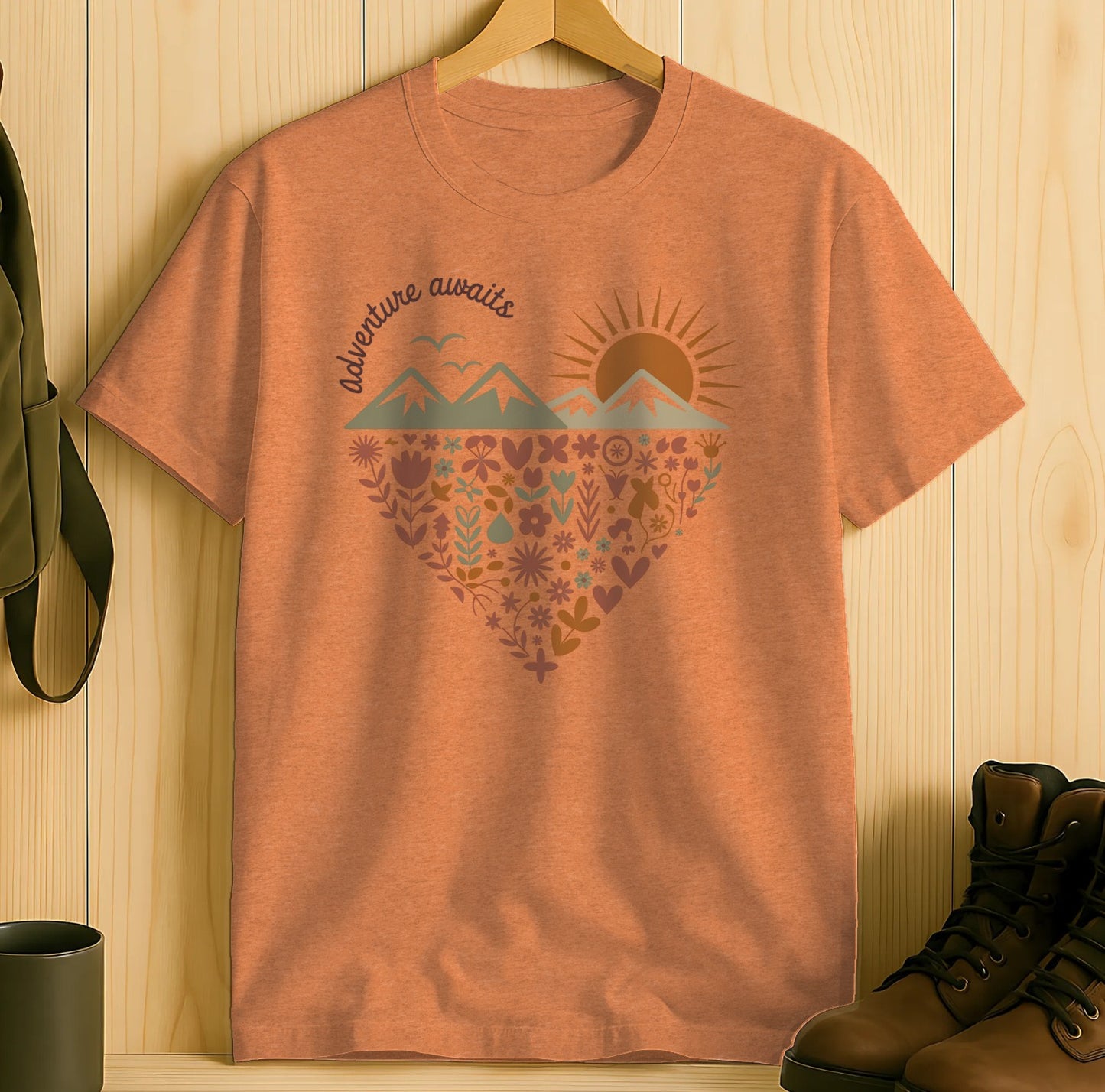 Adventure Awaits Sunrise Design Graphic T-shirt product