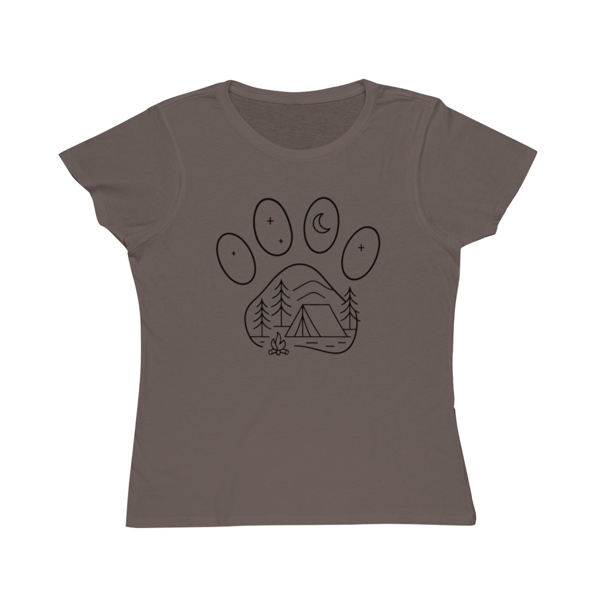 Outdoor Camping Design with Paw Print T-shirt