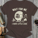 Hedgehog with backpack on t-shirt, "Wait for me, I have little legs."