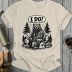 Bear wearing hat sitting on toilet with "I DO!" speech bubble.