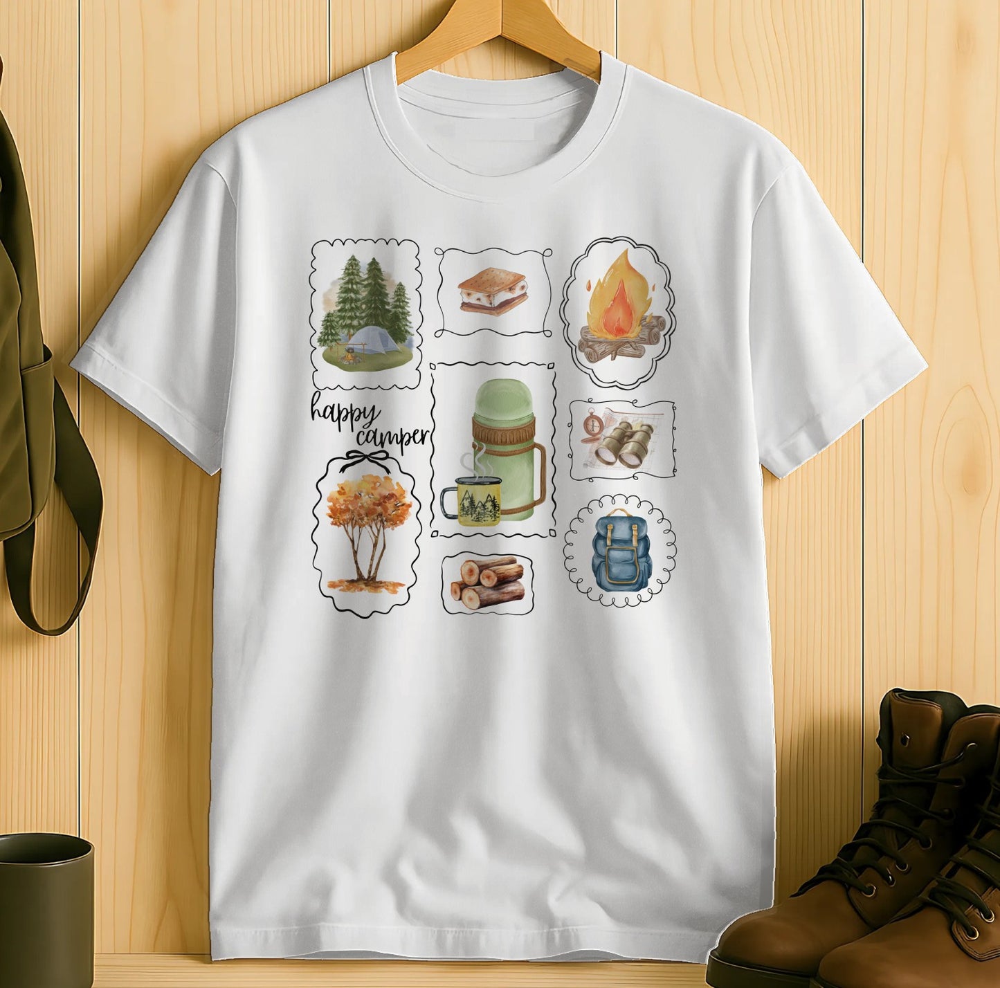 Happy Camper Iconic Outdoor Adventure Themed T-shirt