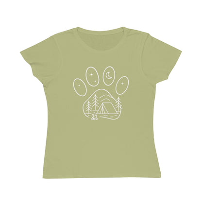 Camping Under Moon Paw Print Graphic T-shirt