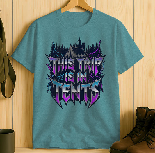 This Trip Is In Tents Graphic T-Shirt for Outdoor Enthusiasts