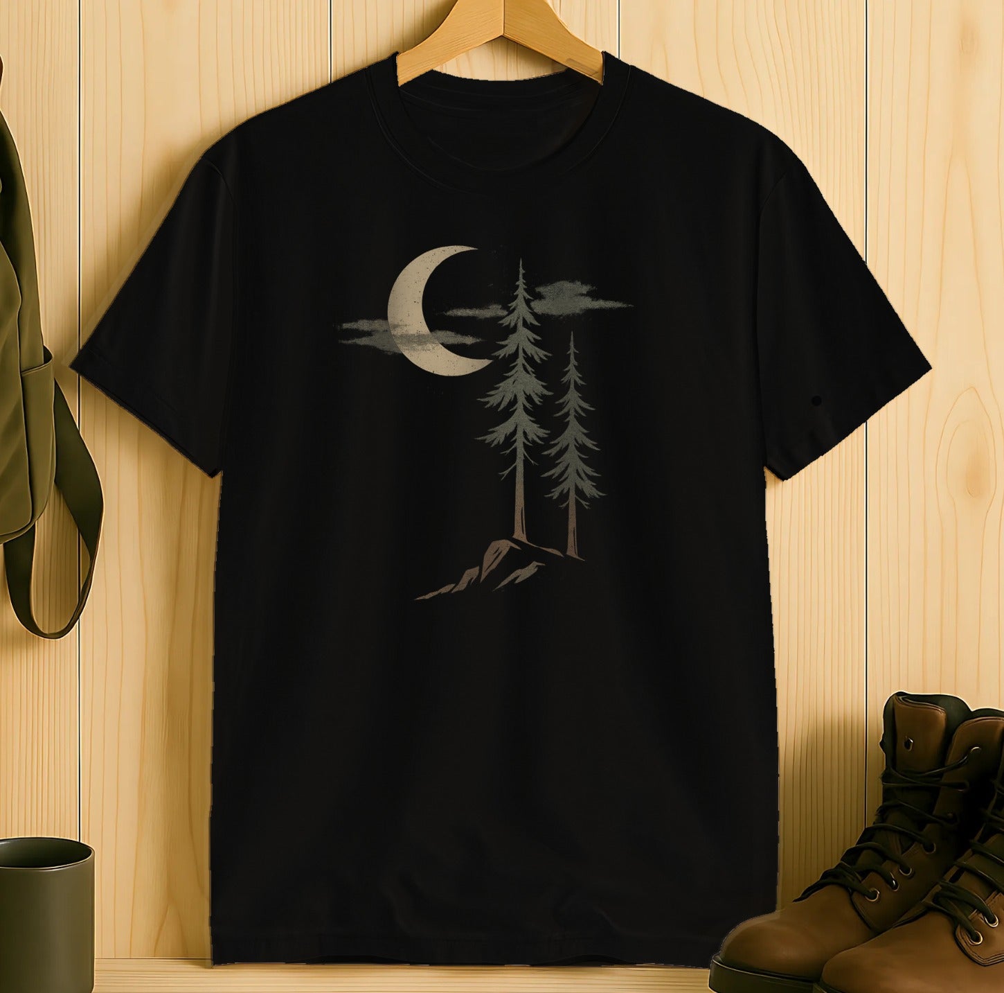 Moon and Trees Night Scene Graphic T-Shirt product