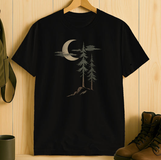 Moon and Trees Night Scene Graphic T-Shirt product