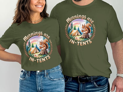 Mornings Are In-Tents Camping Squirrel Graphic T-Shirt product