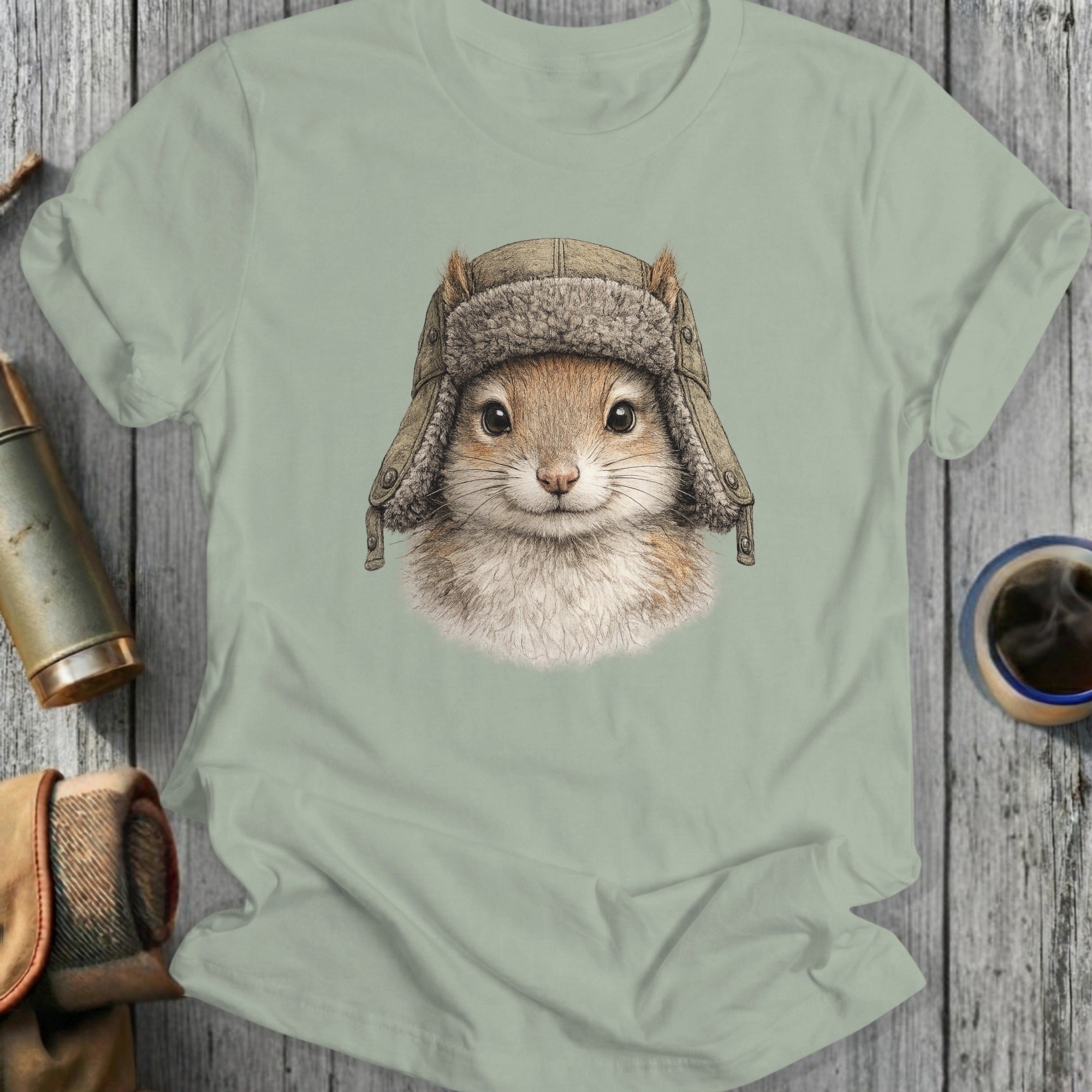 Adorable Squirrel with Aviator Hat Graphic T-Shirt