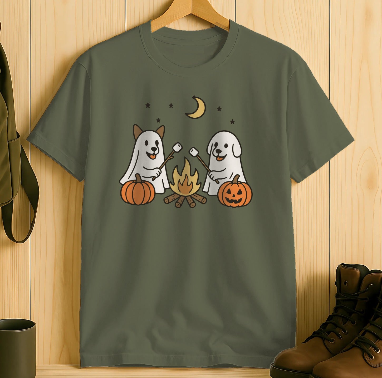 Ghostly Dog Campfire Halloween T-Shirt product type