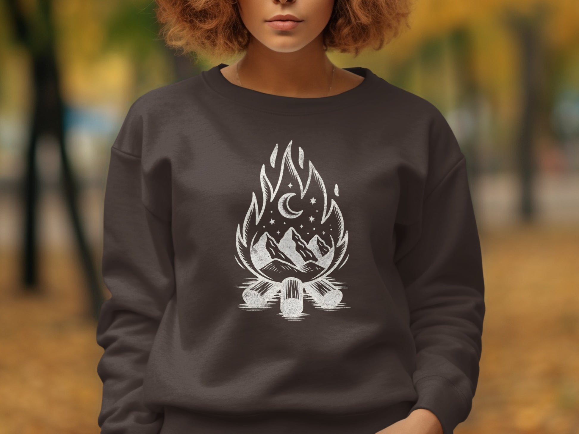 Cozy Sweatshirt with Artistic Mountain Campfire product