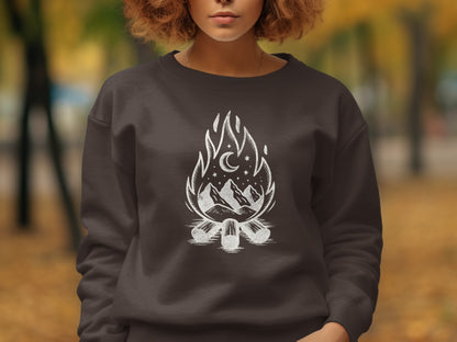 Cozy Sweatshirt with Artistic Mountain Campfire product