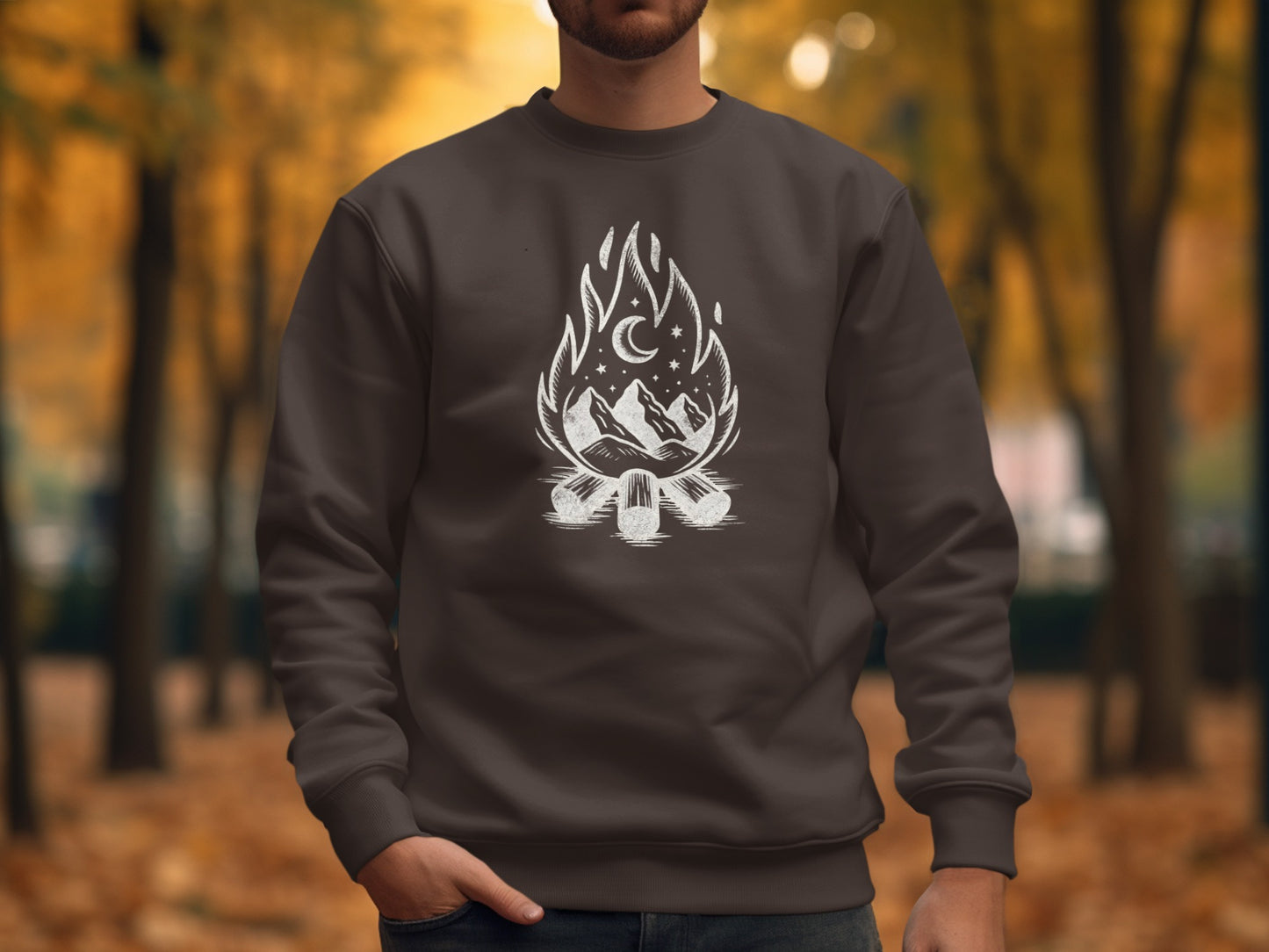 Campfire Mountain Design Long Sleeve Shirt product type