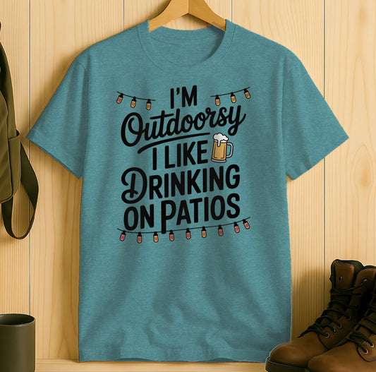 Outdoorsy Drinking on Patios Statement T-shirt product type